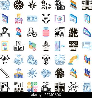 Various modern technology and business related icon collection Stock Vector