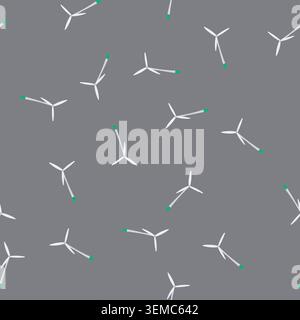 seamless pattern renewable wind turbine cartoon vector Stock Vector