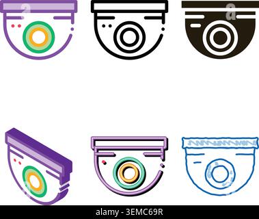 security surveillance camera icon vector outline styles Stock Vector
