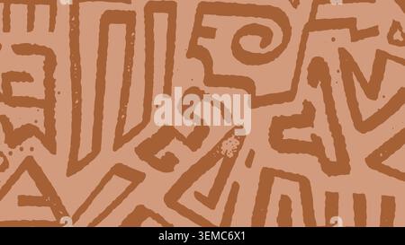 A ceremonial tribal circle pattern featuring ancient hand drawn symbols in earthy tones. Ideal for ethnic branding, spiritual artwork, heritage textiles, and rustic design elements Stock Vector