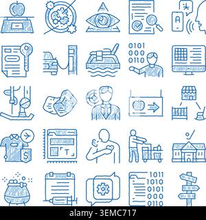 Hand drawn doodle sketch icons collection on white Stock Vector