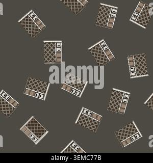 seamless pattern wood wine cabinet cartoon vector Stock Vector