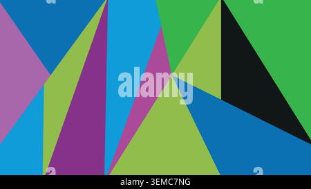 Geometric abstract burst with cool blues and warm greens in sharp polygonal design. Ideal for tech themes, posters, and wallpapers Stock Vector