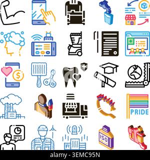 Diverse collection of modern business and lifestyle icons Stock Vector