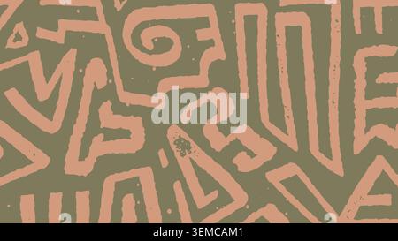 An ethnic clay inspired pattern with primitive hand drawn symbols. Ideal for boho branding, textile prints, cultural art, and rustic backgrounds Stock Vector