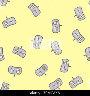 seamless pattern tilt medical bed control cartoon vector Stock Vector
