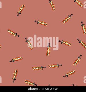 seamless pattern blue sword effect cartoon vector Stock Vector