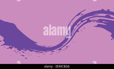 A dynamic and modern background created with a purple paint curve on a pastel pink surface, perfect for digital projects and creative designs Stock Vector