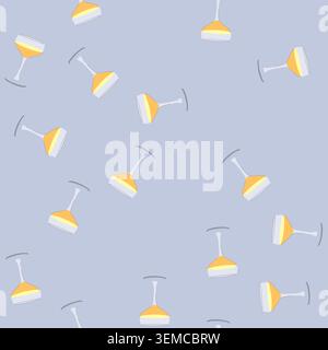 seamless pattern alcohol cocktail glasses cartoon vector Stock Vector