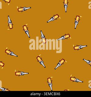 seamless pattern lager beer bottle character cartoon vector Stock Vector