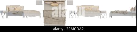 Traditional Bed isolated on white background Stock Vector