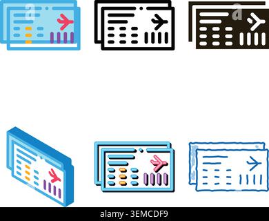 airline ticket boarding pass icon thin line vector minimal Stock Vector