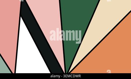 Triangular abstract pattern with coral, green, orange, and cream. Ideal for web design, prints, and modern decor Stock Vector