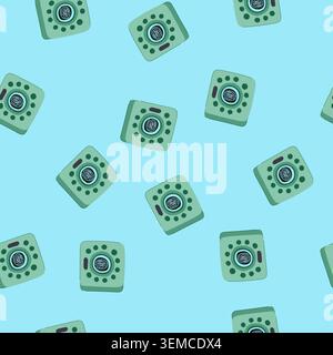 seamless pattern biometric fingerprint door lock cartoon vector Stock Vector