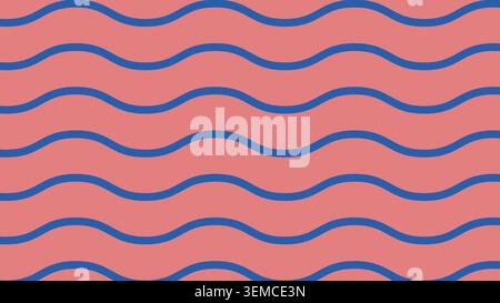 Vibrant pink background with bold blue wave lines, perfect for modern, playful, summer, fashion, creative and digital design projects Stock Vector