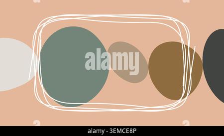 Abstract geometric background in muted sage and brown tones with white rectangular line art. Perfect for minimalist branding or web design Stock Vector