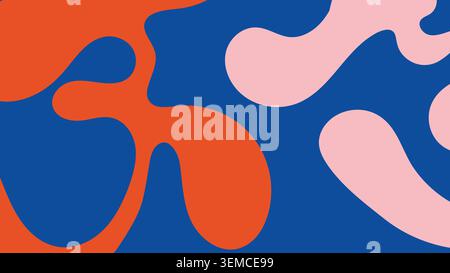 A vibrant abstract background featuring bold, fluid organic shapes in red, blue, and pink for modern, playful designs Stock Vector