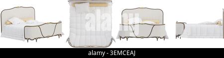 White Bed isolated on transparent background Stock Vector