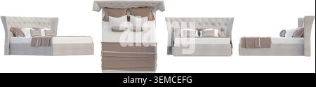 Interior modern living bedroom in 3d rendering Stock Vector