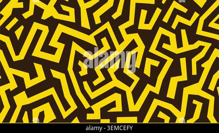 Bold abstract geometric pattern with sharp yellow lines on a black background, ideal for dynamic digital designs, futuristic branding, and edgy modern visuals Stock Vector