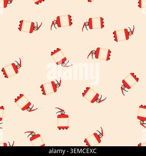 seamless pattern flame fire extinguisher cartoon vector Stock Vector