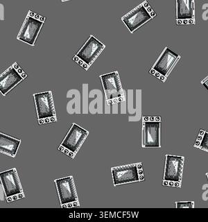 seamless pattern furniture oven kitchen cartoon vector Stock Vector