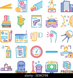 Diverse set of outline icons covering various concepts Stock Vector