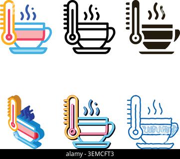 tea cup temperature icon vector multipack outline Stock Vector