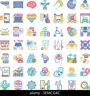 Diverse collection of thin line color icons Stock Vector