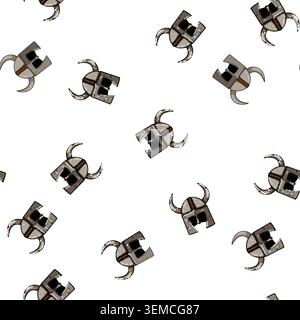 pattern horned viking helmet cartoon vector Stock Vector