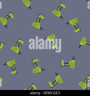 seamless pattern tool drill cartoon vector Stock Vector