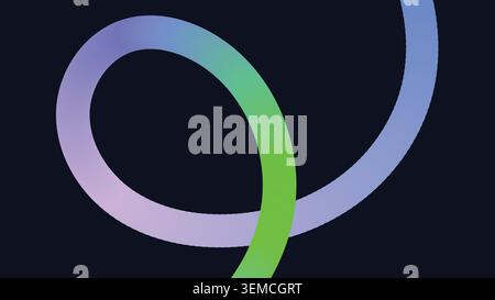A glowing circular ribbon twists in motion, merging cool and warm gradients in a seamless loop against a deep dark background Stock Vector