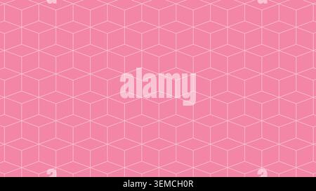 Seamless pink cube 3D pattern with optical illusion style, perfect for textiles, wallpapers, and digital abstract backgrounds Stock Vector