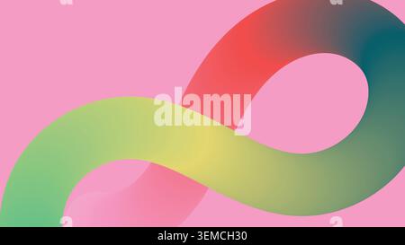 Abstract background with smooth gradient ribbons blending green and red over a soft pink base. Ideal for modern art, branding visuals, and digital creative projects Stock Vector