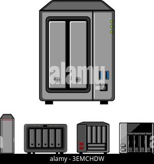Network attached storage device multiple views Stock Vector