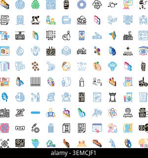 Various colorful isometric icons and line symbols collection Stock Vector