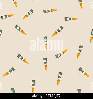 seamless pattern craft glue bottle cartoon vector Stock Vector