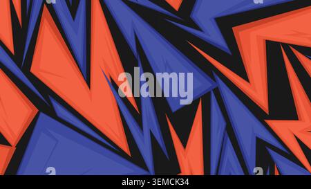 Bold abstract background with sharp thunderbolt shapes in vibrant blue and orange tones, delivering a high energy graffiti style urban pop art effect Stock Vector