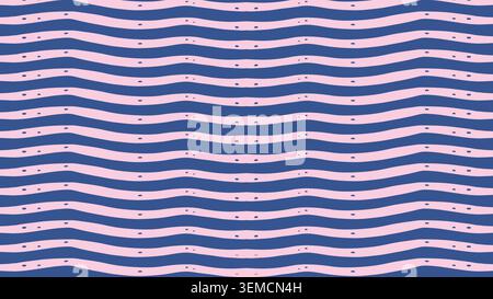 Playful dark blue wavy lines with dotted accents on a pastel pink background create a dynamic and modern abstract pattern perfect for trendy, youthful, and creative design projects Stock Vector
