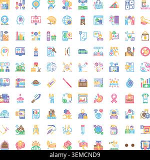 Business innovation healthcare lifestyle outlined vector icons Stock Vector