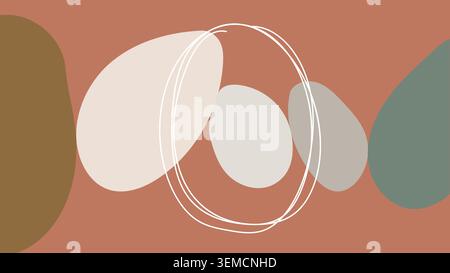 Abstract pattern in terracotta shades with soft rounded organic forms and white circular lines. Great for posters, packaging, or home decor Stock Vector