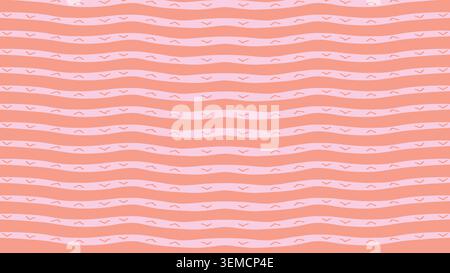 Playful pastel waves with small hand drawn accents on a pink background, creating a soft and cheerful abstract pattern for cute designs, stationery and decorative visuals Stock Vector