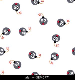 pattern grenade bomb character cartoon vector Stock Vector