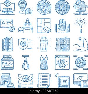 Doodle vector icons set illustrating various concepts Stock Vector