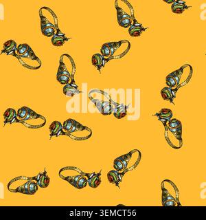 pattern brass steampunk device sketch hand drawn Stock Vector