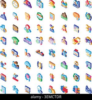 Diverse 3d isometric icons representing global business industries Stock Vector