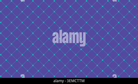 A modern pattern featuring a purple background with blue lattice squares and bright blue dots at the intersections. Perfect for digital prints, wallpapers, cards, and decorative products Stock Vector