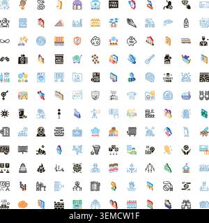 Collection of business and lifestyle isometric icons Stock Vector