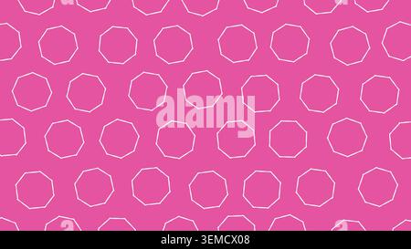 Seamless pink background with doodle style white octagons, fun and modern geometric repeat for fabric, packaging, and creative wallpapers Stock Vector