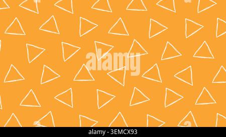 Seamless orange background decorated with white hand drawn triangle doodles, playful geometric pattern for fabric, wrapping, and digital textures Stock Vector